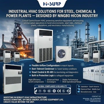 Болат, химия және электр станцияларына арналған өнеркәсіптік HVAC шешімдері — Ningbo Hicon Industry әзірлеген